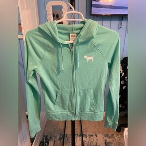 Victoria's Secret PINK Mint Green Zip-Up Hoodie